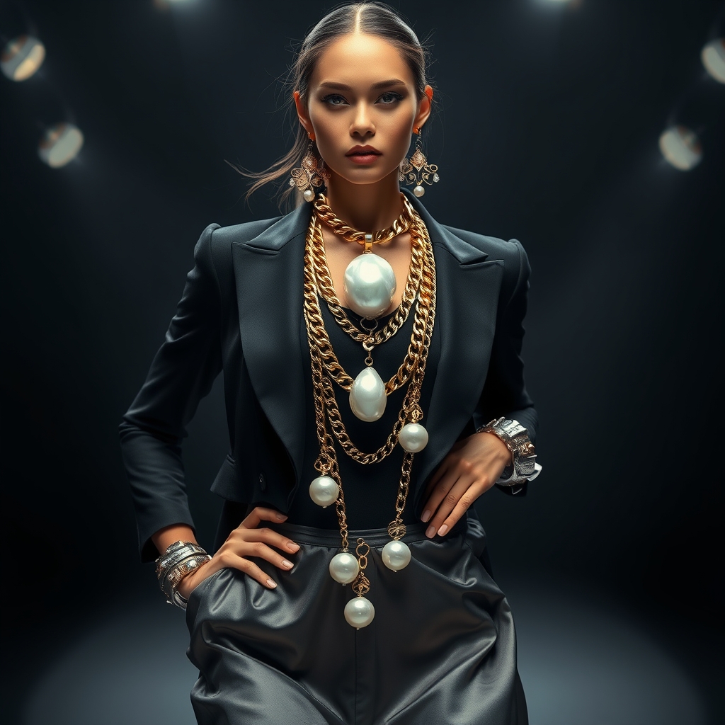 The Gilded Fusion: How Chunky Gold Chains and Baroque Pearl Jewelry Are Redefining Runway Opulence